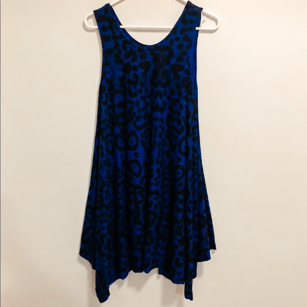 Blue and black leopard print shift dress